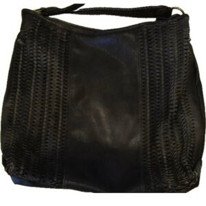 Moda Luxe XL Leather Handbag With Braided Detail and On Strap.
